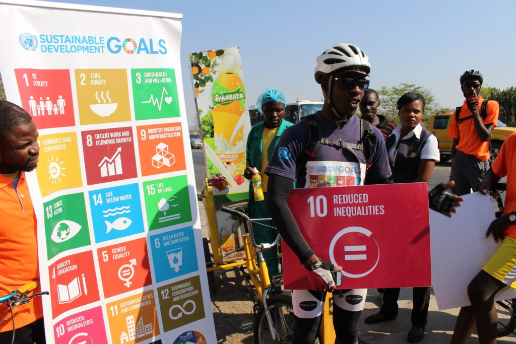 YBF Zambia supports cycling for awareness creation on the sustainable development goals.